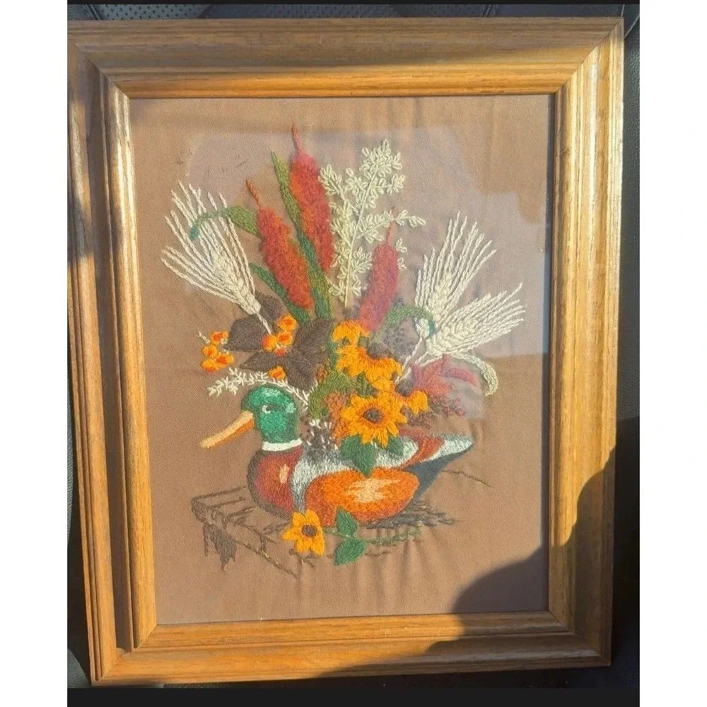 Vintage 1970's Embroidery Duck Crewel